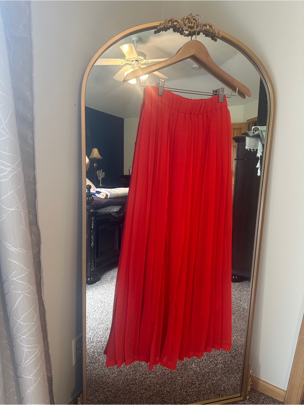 Collective Concepts Red Pleated Maxi Skirt